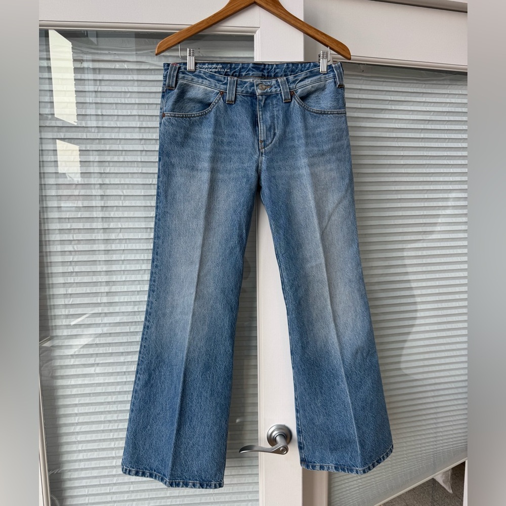 Victoria Beckham Light Blue Cropped Flared Jeans